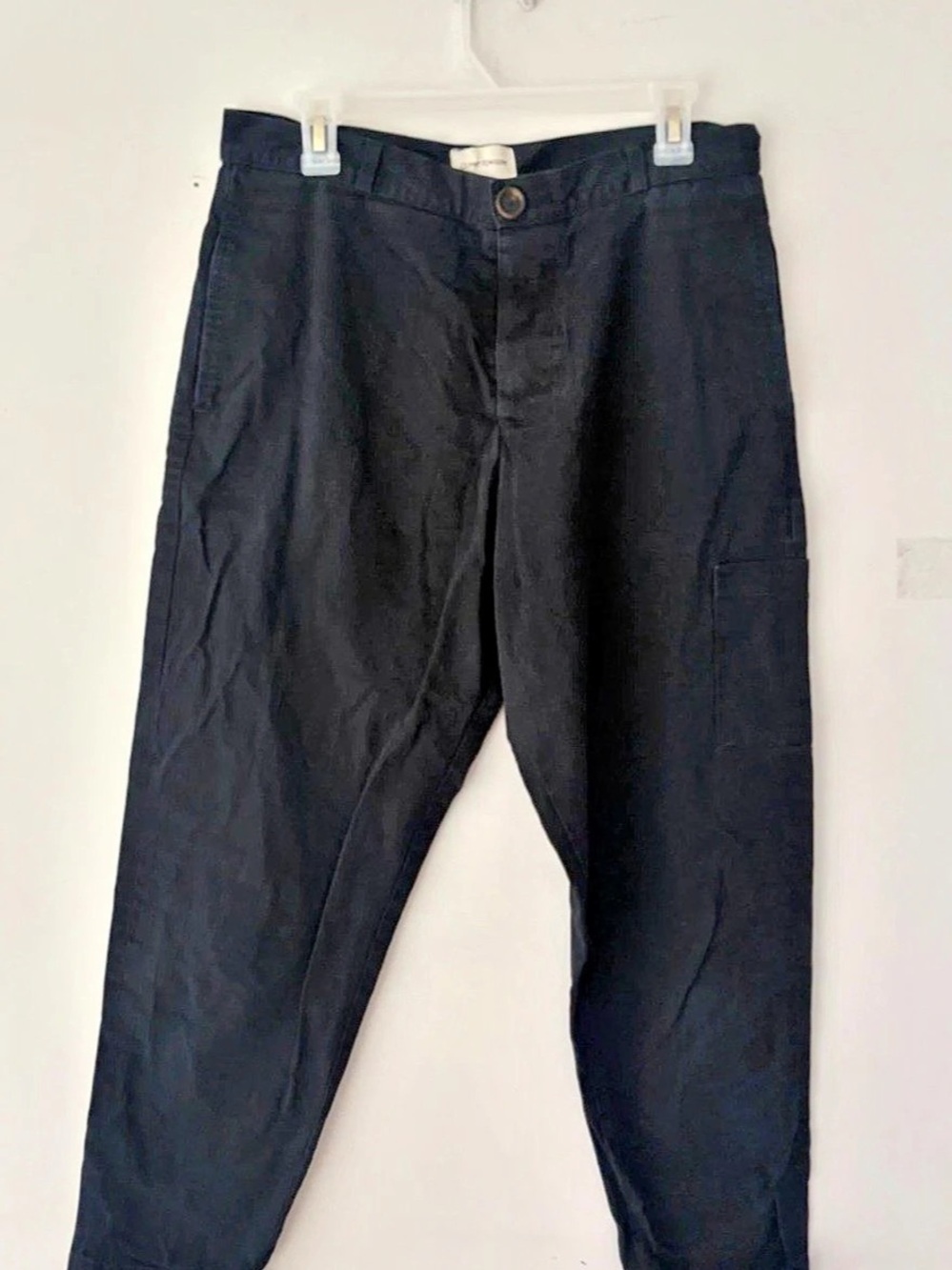 Oliver Spencer Men's Organic Cotton Cargo Pants in Black Size Medium Like New